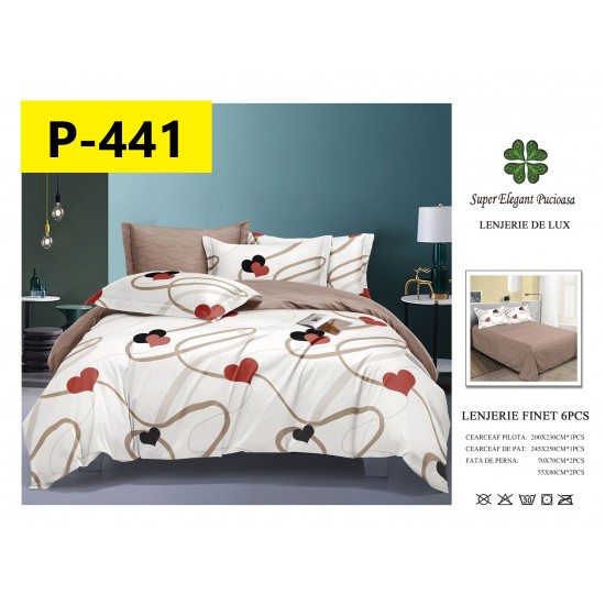 Lenjerie de Pat din Finet, 6 Piese, Pat 2 Persoane Lenjerii bumbac finet 2 persoane 6 piese