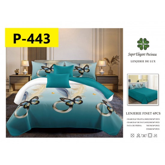 Lenjerie de Pat din Finet, 6 Piese, Pat 2 Persoane Lenjerii bumbac finet 2 persoane 6 piese
