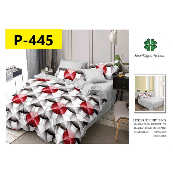 Lenjerie de Pat din Finet, 6 Piese, Pat 2 Persoane Lenjerii bumbac finet 2 persoane 6 piese