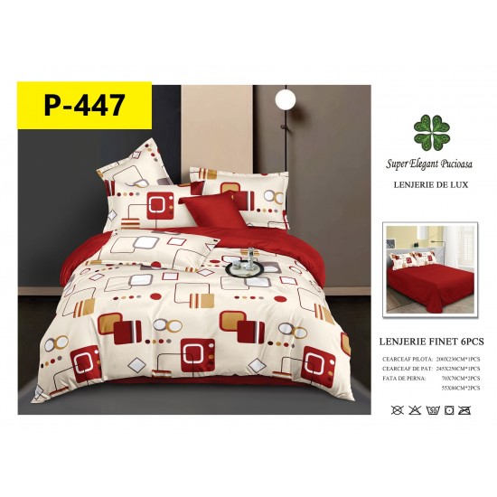 Lenjerie de Pat din Finet, 6 Piese, Pat 2 Persoane Lenjerii bumbac finet 2 persoane 6 piese