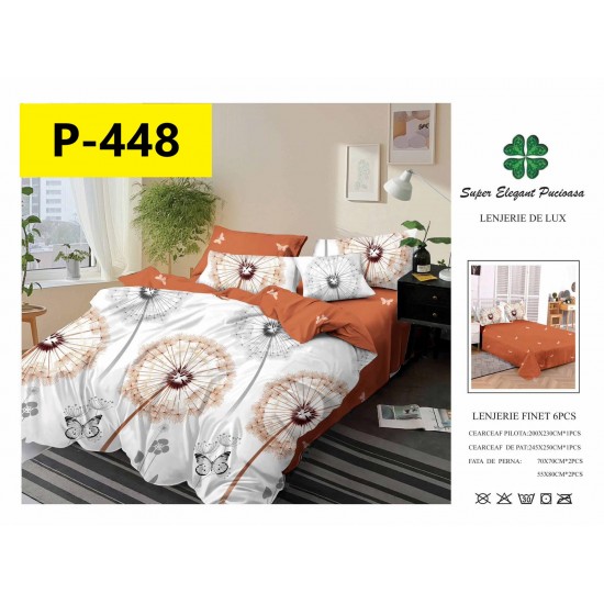 Lenjerie de Pat din Finet, 6 Piese, Pat 2 Persoane Lenjerii bumbac finet 2 persoane 6 piese