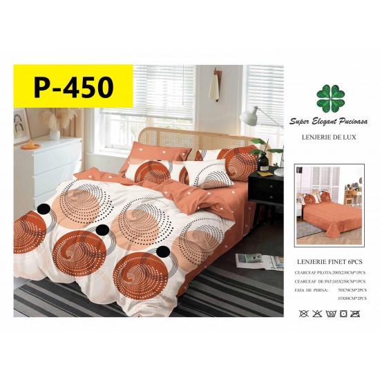 Lenjerie de Pat din Finet, 6 Piese, Pat 2 Persoane Lenjerii bumbac finet 2 persoane 6 piese