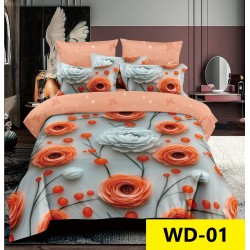 Lenjerie de pat Bumbac Finet 4 piese 2 persona cu elastic imprimare digitala 5d 