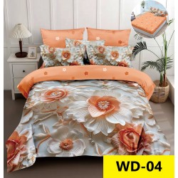 Lenjerie de pat Bumbac Finet 4 piese 2 persona cu elastic imprimare digitala 5d 