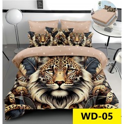 Lenjerie de pat Bumbac Finet 4 piese 2 persona cu elastic imprimare digitala 5d 