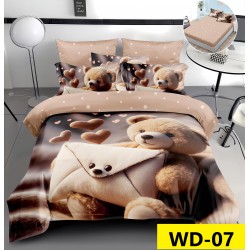 Lenjerie de pat Bumbac Finet 4 piese 2 persona cu elastic imprimare digitala 5d 