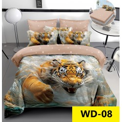 Lenjerie de pat Bumbac Finet 4 piese 2 persona cu elastic imprimare digitala 5d 