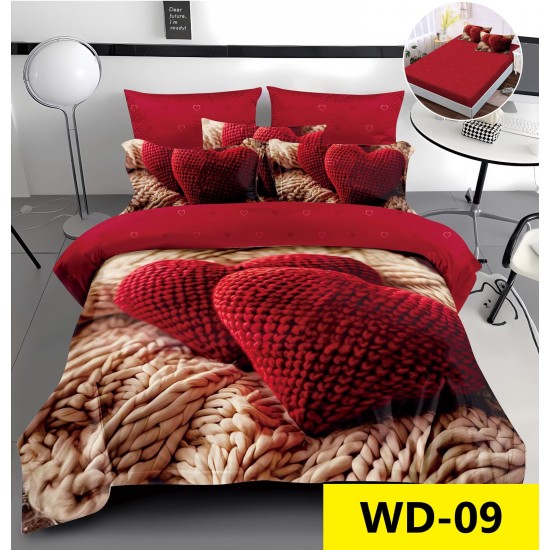 Lenjerie de pat Bumbac Finet 4 piese 2 persona cu elastic imprimare digitala 5d Lenjerie de pat Bumbac Finet 4 piese 2 persona cu elastic imprimare digitala 5d