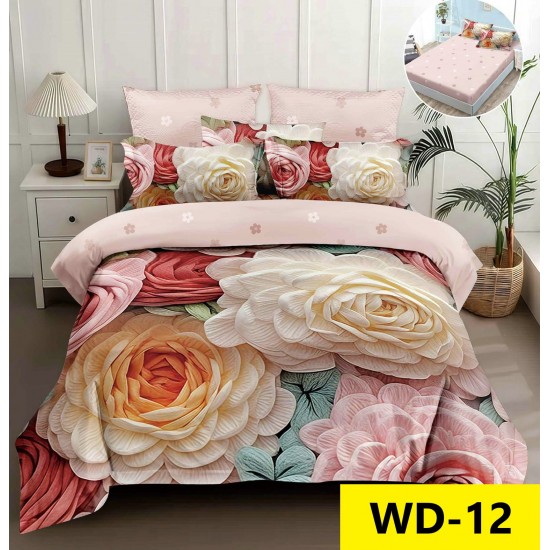 Lenjerie de pat Bumbac Finet 4 piese 2 persona cu elastic imprimare digitala 5d Lenjerie de pat Bumbac Finet 4 piese 2 persona cu elastic imprimare digitala 5d