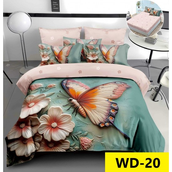 Lenjerie de pat Bumbac Finet 4 piese 2 persona cu elastic imprimare digitala 5d Lenjerie de pat Bumbac Finet 4 piese 2 persona cu elastic imprimare digitala 5d