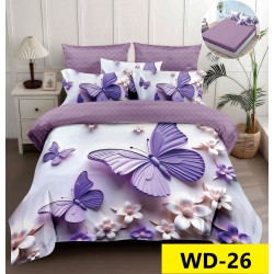 Lenjerie de pat Bumbac Finet 4 piese 2 persona cu elastic imprimare digitala 5d 