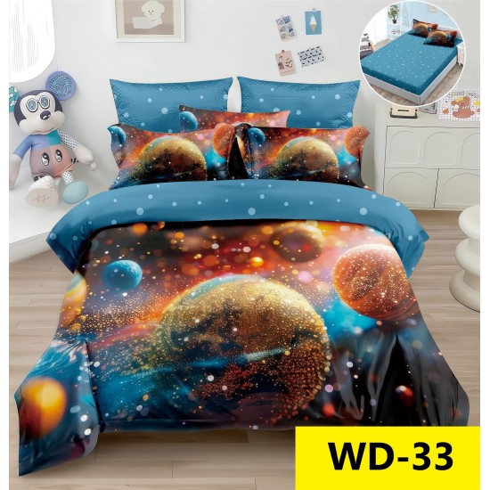 Lenjerie de pat Bumbac Finet 4 piese 2 persona cu elastic imprimare digitala 5d Lenjerie de pat Bumbac Finet 4 piese 2 persona cu elastic imprimare digitala 5d
