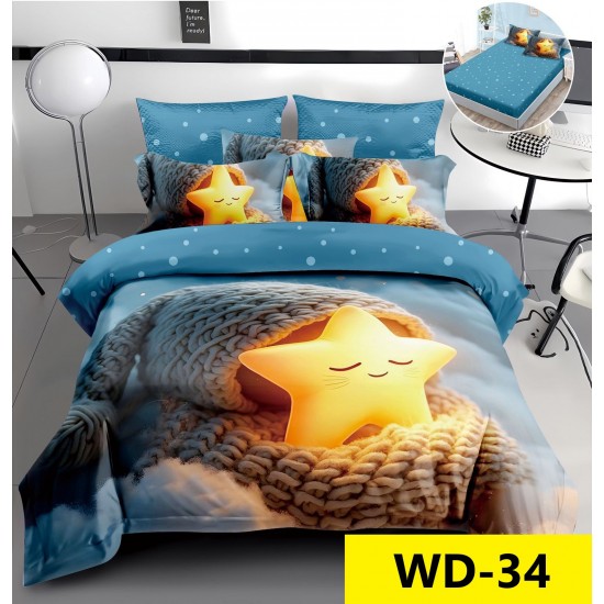 Lenjerie de pat Bumbac Finet 4 piese 2 persona cu elastic imprimare digitala 5d Lenjerie de pat Bumbac Finet 4 piese 2 persona cu elastic imprimare digitala 5d