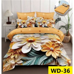 Lenjerie de pat Bumbac Finet 4 piese 2 persona cu elastic imprimare digitala 5d 