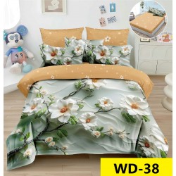 Lenjerie de pat Bumbac Finet 4 piese 2 persona cu elastic imprimare digitala 5d 